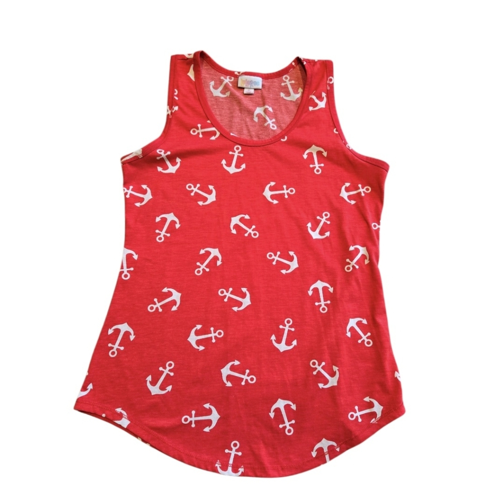 LuLaRoe Red Anchor Print Tank Top